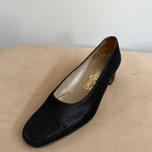 SALVATORE FERRAGAMO Black Suede Heels